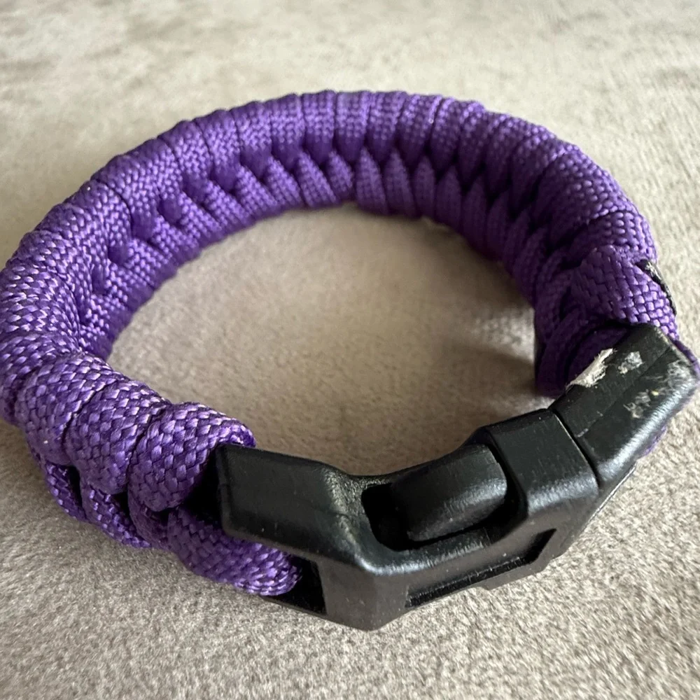 Purple Paracord Bracelet with Black Clasp